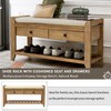 FRANSOUL Shoe Bench with Cushioned Seat and Drawers, Multipurpose Storage