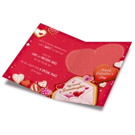Prime Greetings Prime Greetings Granddaughter Valentine's Day Card Made in America | Eco-Friendly | Thick Card Stock with Premium Envelope 5in x 7.75in | Packaged in Protective Mailer (Heart Cookie)