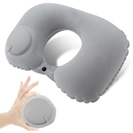 Inflatable Neck Pillow, Travel Pillow, Inflatable Travel Pillow, Inflatable U Shape Pillow, Neck Pillow, Travel Pillow, Ergonomic Inflatable Travel Pillow for Travel, Plane (Grey)