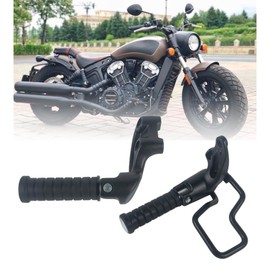 NANSENJPMP Motorcycle Passenger Footpegs with Heat Shield Bracket for Indian Scout Sixty, Black Rear Passenger Foot Pegs 13.5cm, for Scout Bobber