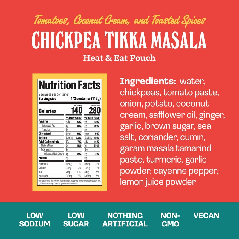 Brooklyn Delhi Chickpea Tikka Masala Pouches - Ready to Eat,