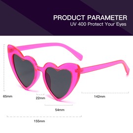 YOSHYA Clout Goggle Heart Sunglasses Vintage Cat Eye Mod Style Retro Kurt Cobain Glasses (Powder)