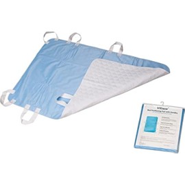 ViDava Multipurpose 34" x 52" Positioning Bed Pad with Reinforced Handles - Reusable & Washable Transfer Sheet for Turning, Lifting & Repositioning - Waterproof Fabric, Blue