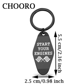 CHOORO Race Day Gift Start Your Engines Motel Keychain Checkered Flag Jewelry Car Racing Gift Drag Racing Gift (engines K-CA)