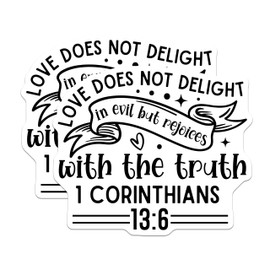 (2 Pack) Inspirational Bible Verse Magnets - Love Does Not Delight in Evil - Rejoices with The Truth - 1 Corinthians 13:6-5" On Longest Side - for Cars, Fridges, Toolboxes - Made in USA - MAG3856