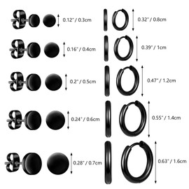 12 Pairs Stainless Steel Stud Earrings Set for Men and Women, Small Stud Earrings, Round Flower Ball and Square Stud Earrings with Zirconia Diamond, Hypoallergenic Earrings Set in 3, 4, 5, 6, 7.8 mm,