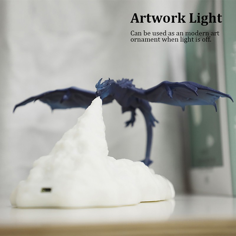 3D Printing Ice Dragon Fire Lamp Warm Night Light USB