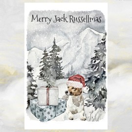 Jack Russell Terrier Dog Christmas Art Card
