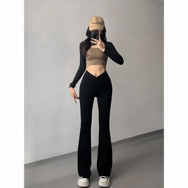 International Yoga Jogger Pants: V-Waist, Slimming, Butt-Lifting, High-Waist Micro Roll Design 2025 Black+XL 5ea