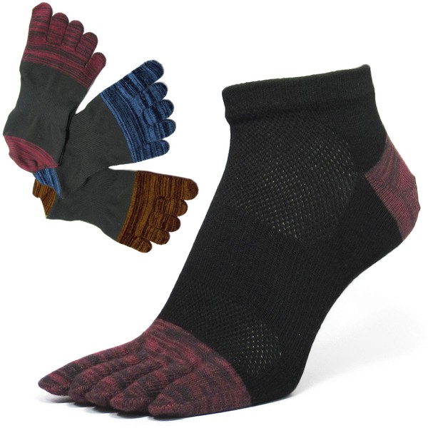 Asuka Men's 5-Toe Socks, Strong Reinforcement, Ankle Length, Pack of