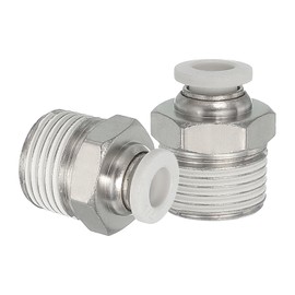 MECCANIXITY 2 Pcs NPT Push to Connect Air Fittings, Male Straight 1/4" Tube OD x 3/8" NPT Thread Air Quick Connector Coupling Adapter for Gas Hose Pneumatic Tools, White
