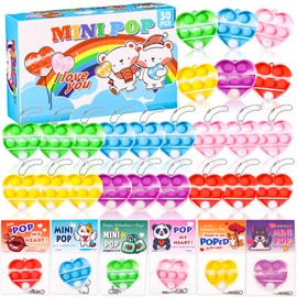 Valentines Day Gifts for Kids - Prefilled 30 Valentines Cards with Mini Pop Fidget Toys Bulk- Valentine Exchange Gift for Classroom,School Party Favors for Kids,Valentine's Day Prize Toys