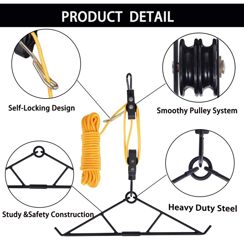 WHSSFINE Deer Hanger for Skinning, Deer Hunting Game Hoist Pulley