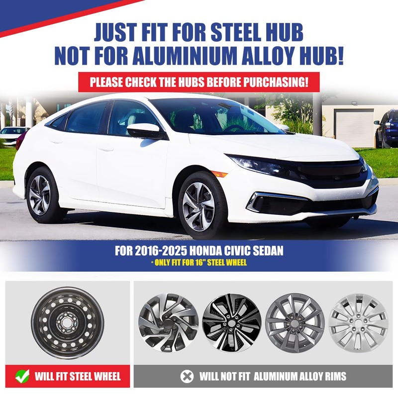 16 Inch Hubcaps for Honda Civic Sedan 2016-2025