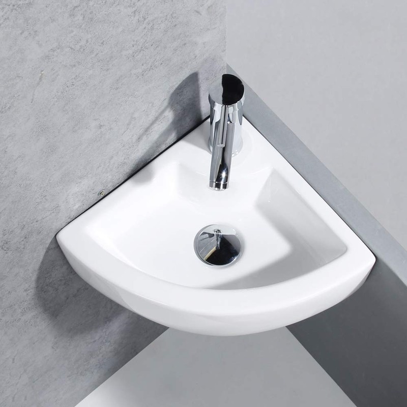 Small Bathroom Sink Wall Mounted Basin Triangle Corner Mini Sink
