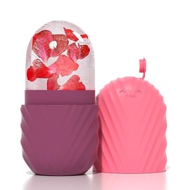 1PCS Ice Face Roller, Silicona, para masaje facial con hielo, Reduce la hinchazón de cara y ojos, Mejora el cuidado de la piel, Brilla, Reutilizable, A prueba de fugas(Rose)