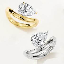 NICNOER 2CT 18K Gold Plated S925 Sterling Silver Pear Shaped Solitaire Engagement Ring For Women,Wedding Promise Ring for Her Wedding Band for Women