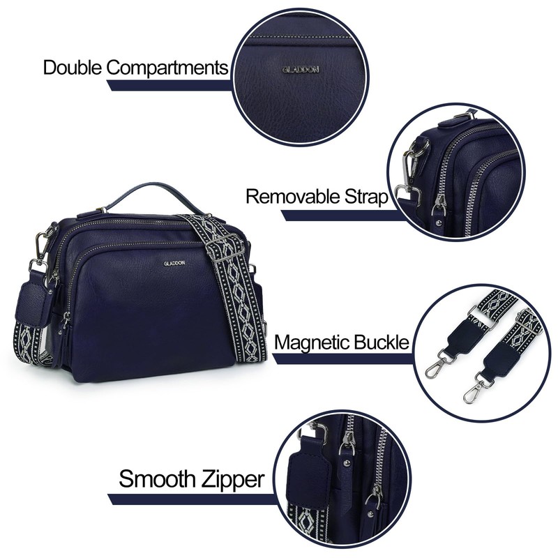 Gladdon Women's Shoulder Bag with Zip, Crossbody Bag, Leather Handbag