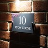 Badgemaster Floral Modern Anthracite House Number Sign Plaque Stainless Steel