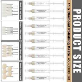 Swiffen 47 Pcs Diamond Paste Polishing Compound Kit, 36 Grinding Buffing Bits and 11 Oil Based Lapping Compound 450-Ultra Fine 80000 Grit with Box for Metal Coin Stone Jewelry Ring Polishing