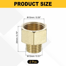 sourcing map Brass Pipe Fitting, 2Pcs G3/8 Male x G1/4 Female Brass Reducer Adapter Pipe Extension Fittings, Reducer Hex Bushing Threaded Pipe Fitting for Water, Gas, Oil Pipeline Systems