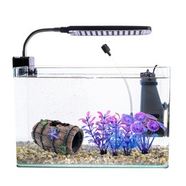 Faeshoo Fish Tank Decoration Betta Fish Tank Decorations Accessories for Aquarium Tank, Starfish Barrel x 1pc, Aquatic Plants x 4pcs