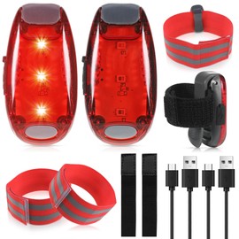 LED Flashing Light School Bag Light LED Safety Light Set of 2 USB Charging Flashing Light Clip Reflector Light Clip Safety Light Pram Light Running Light Pet Light with 2 Reflective Bands