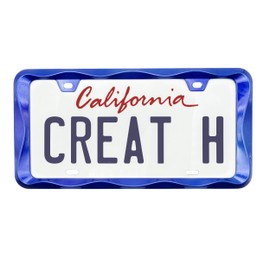 Creathome 3D Curly Wave Pattern Shining Blue License Plate Frame from Pure Zinc Alloy Metal
