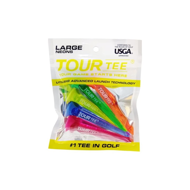 TOUR TEE LARGE NEONS 5 PACK GOLF TEES