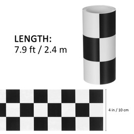 LALAFINA Bulletin Board Borders Checkered Flag Bulletin Board Trim Wall Sticker Race Track Blackboard Sticker School Classroom Office Racing Themed Party Decoration