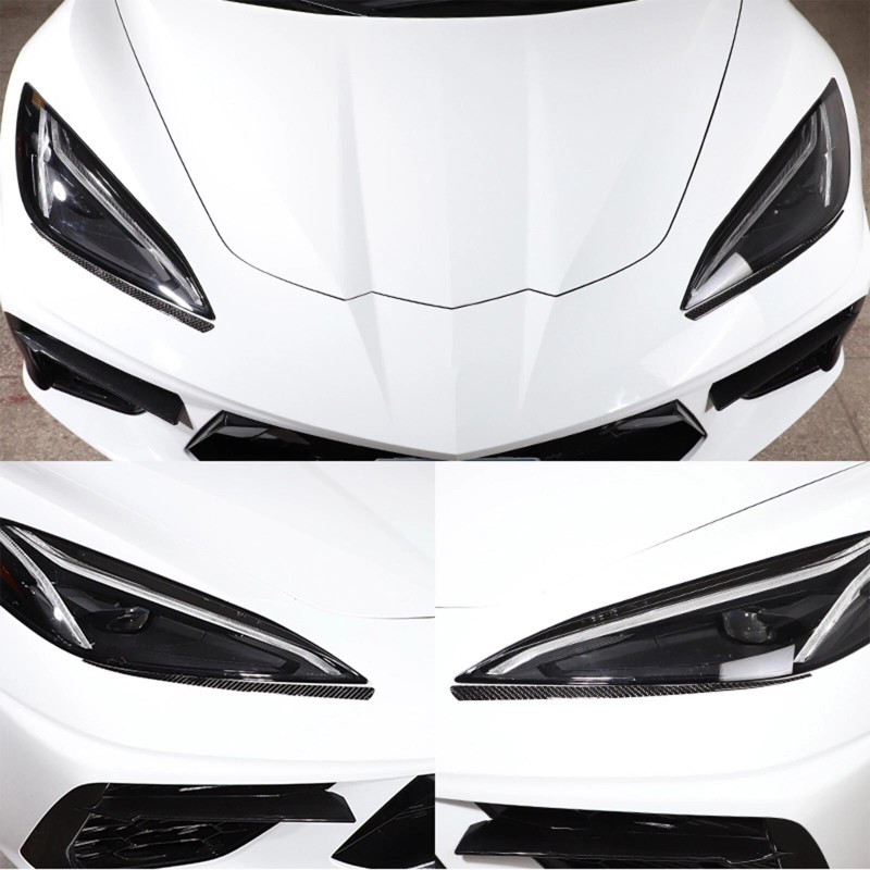 MXauto-2024 Black Carbon fiber Headlight eyebrow sticker For Corvette C8