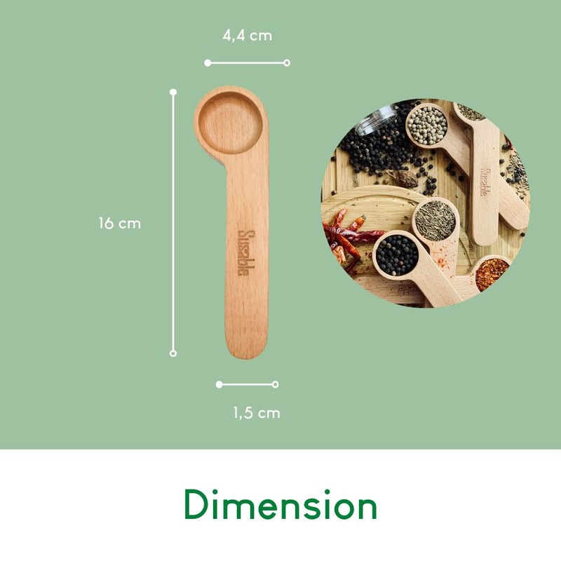 Wooden Coffee Measuring Spoon, Coffee Spoon with Bag Clip, Coffee