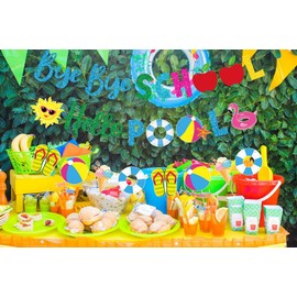Goodbye School Hello Pool Banner, Bye Bye School Hello Pool Party Decorations, End of School Party Decorations, Last Day of School Party Decorations, Summer Vacation Decorations Garland, Pre-assembled