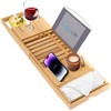SereneLife Luxury Bamboo Bathtub Caddy Tray - Adjustable Natural Wood