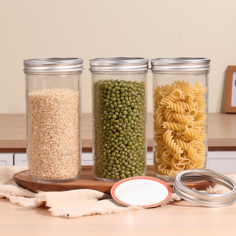 Wide Mouth Mason Jars 24 oz, 6 Pack Glass Canning