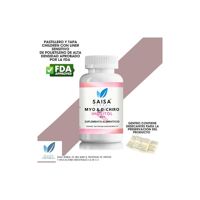 Myo Chiro Inositol 120 Cápsulas 500 Saisa Herbal