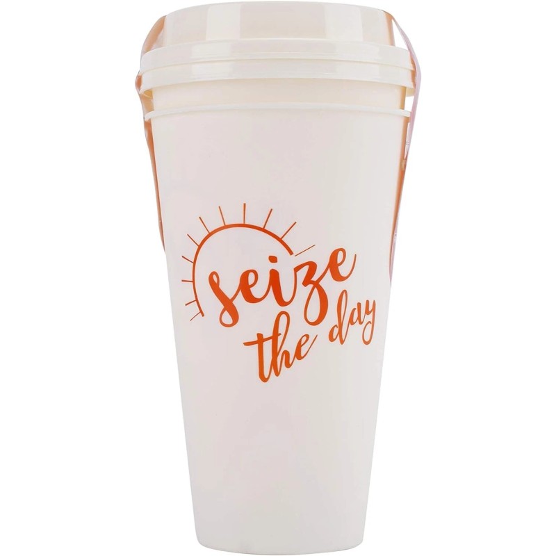 Coffeehouse SET 2 Coffee Cups & Lids, REUSABLE Premium Plastic.