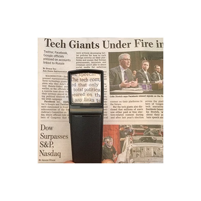 Lighted Pocket Magnifier 4X Lens, Made in USA, 4X Magnifying