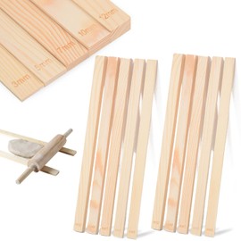 10PCS Pottery Rolling Guide Sticks, Wooden Pottery Clay Rolling Pin Thickness Guides Mud Stick Clay Tools for Precise Polymer Control (5 Sizes)