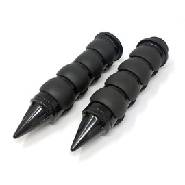 MMG Powersports Spiked Handlebar Grips 7/8 inches (22mm) Non Slip Hand Grips for All Motorcycles Cruisers Choppers Street Harley, Billet Aluminum All Black Finish