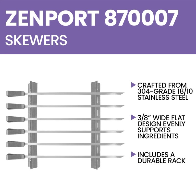 Zenport 870007 14-Inch Kabob Skewer Set, Silver - 1 Pack