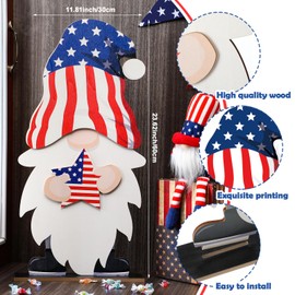 PullCrease 26 Pcs Large Interchangeable Wooden Gnome Front Porch Decor 11.81" x 23.62" DIY Holiday Seasonal Vertical Porch Sign for Front Door Detachable Gnome Standing Sign for Home Yard