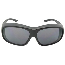Extra Large Wrap Around Non-Polarized Fit Over Sunglasses for Men and Women with UV Protection Style F19 (Flat Black Frame-Non Polarized Gray Lens)