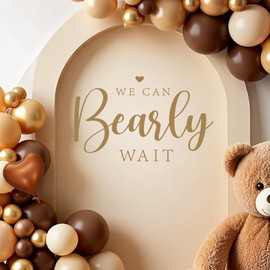 We Can Bear Wait Baby Shower Decorations - TrinhGuo We Can Bear Wait Sign Decal for Balloons Arch, Brown Baby Shower Backdrop Decor, Gender Reveal Party Decorations Decal for Girl Boy