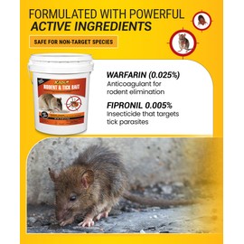 Kaput Rodent & Tick Bait, Warfarin & Fipronil Rat Bait Blocks – EPA Approved Rodent Killer, 18lbs