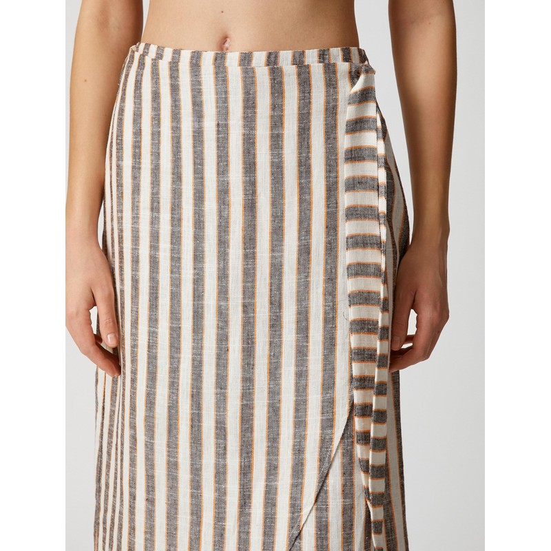 Koton Women's Wrap Over Patterned Midi Skirt, Anthracite (045)