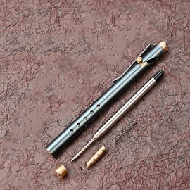 PUOSUO Bolt Action Pen,Aluminum Crown Bolt Tactical Pen,Solid Brass pen with Refills,Signature Pen for Business, Christmas, Birthday (Grey)