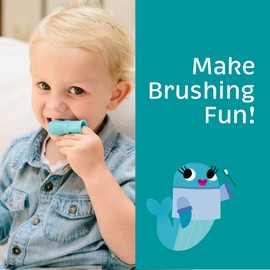 The Brushies Chomps The Dino Baby & Toddler Toothbrush & Storybook Set/Dental Item and Book/Youth Tooth & Gum Care/Ages 4 Weeks to 4 Years