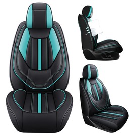 INSORIC Car Seat Covers for Kia EV9 2024, Premium Nappa Leather Automotive Front Seat Covers, Waterproof Auto Seat Protector&Accessories(2 Seats Standard/Black Cyan)