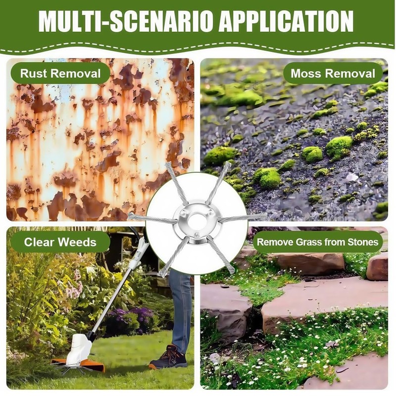 Petrol Strimmer Head,Steel Wire Grass Trimmer,Indestructible Brush Cutter Attachment with